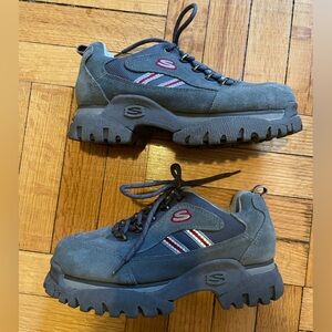 Sketchers Charcoal Grey suede chunky lace up shoes